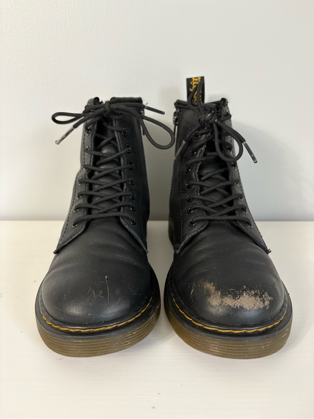 Dr. Martens 1460 J Kids Black Leather Side Zip Boots Size US 3 Indie Sleaze